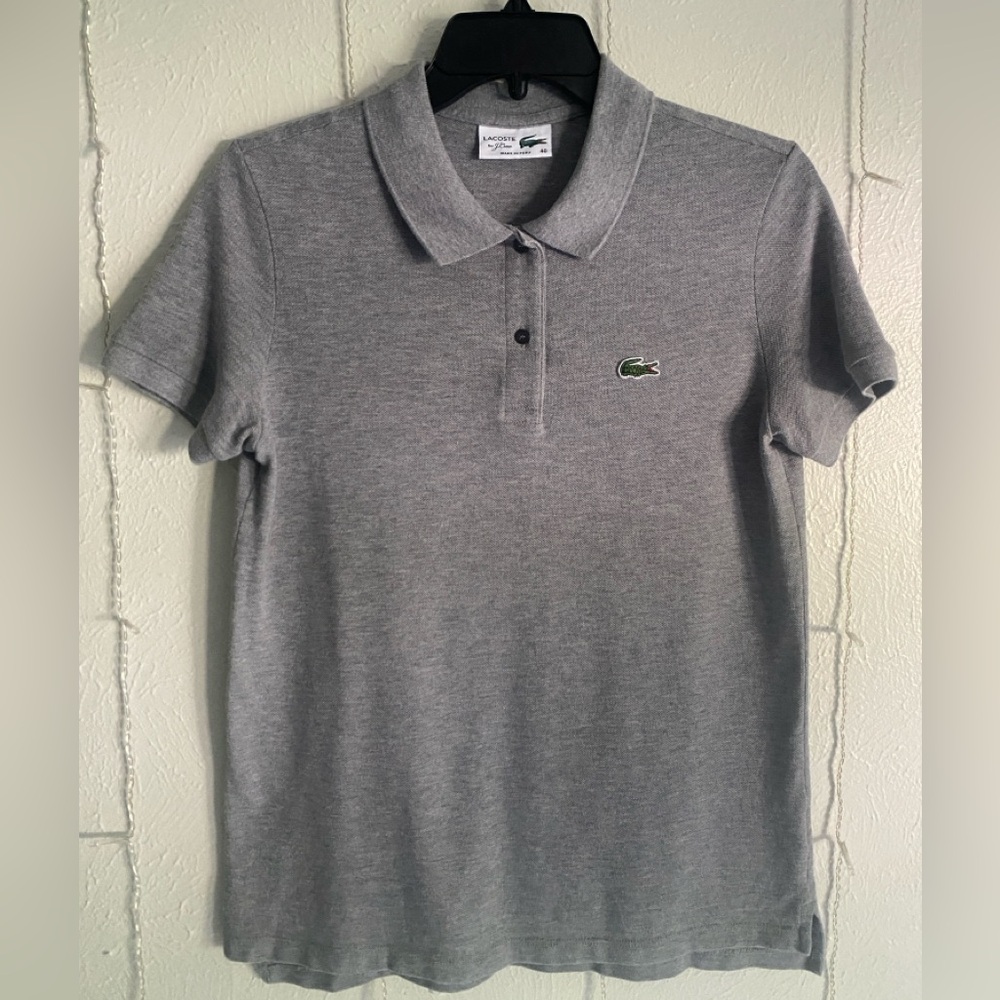 Lacoste for J.Crew Polo shirt ladies gray preppy chic